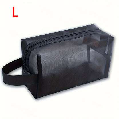 Black Mesh Cosmetic Bag | Portable Organizer | Travel Accessories