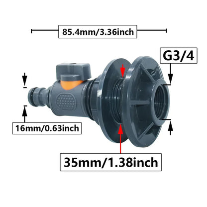 IBC Tank Adapter Valve | 16 mm Connection | Hose Connector for Water Tap | Rain Barrel Tube Adapter