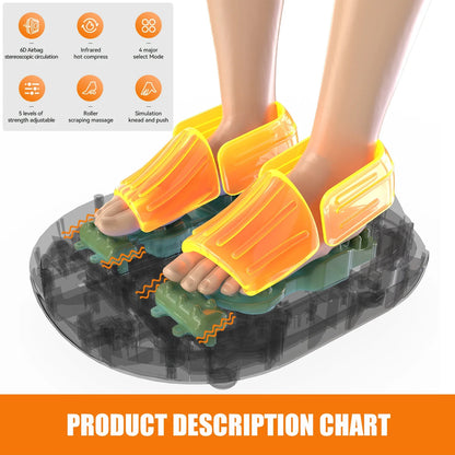 Foot Massager with Heat and Air Compression – 4 Settings, 5 Levels, Vibration, LCD Screen & Remote Control