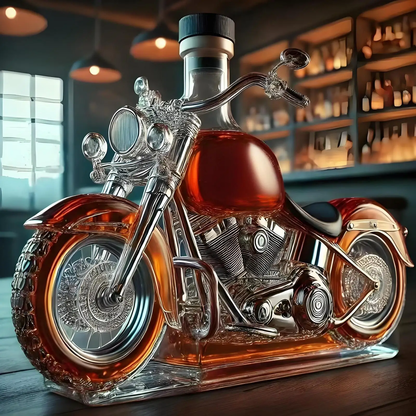 Motorcycle-Shaped Whiskey Decanter for Home Bar Decor
