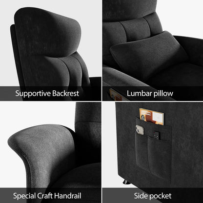 Electric Recliner Chair with Massage and Heat – 8 Vibration Nodes, Footrest & Side Pockets