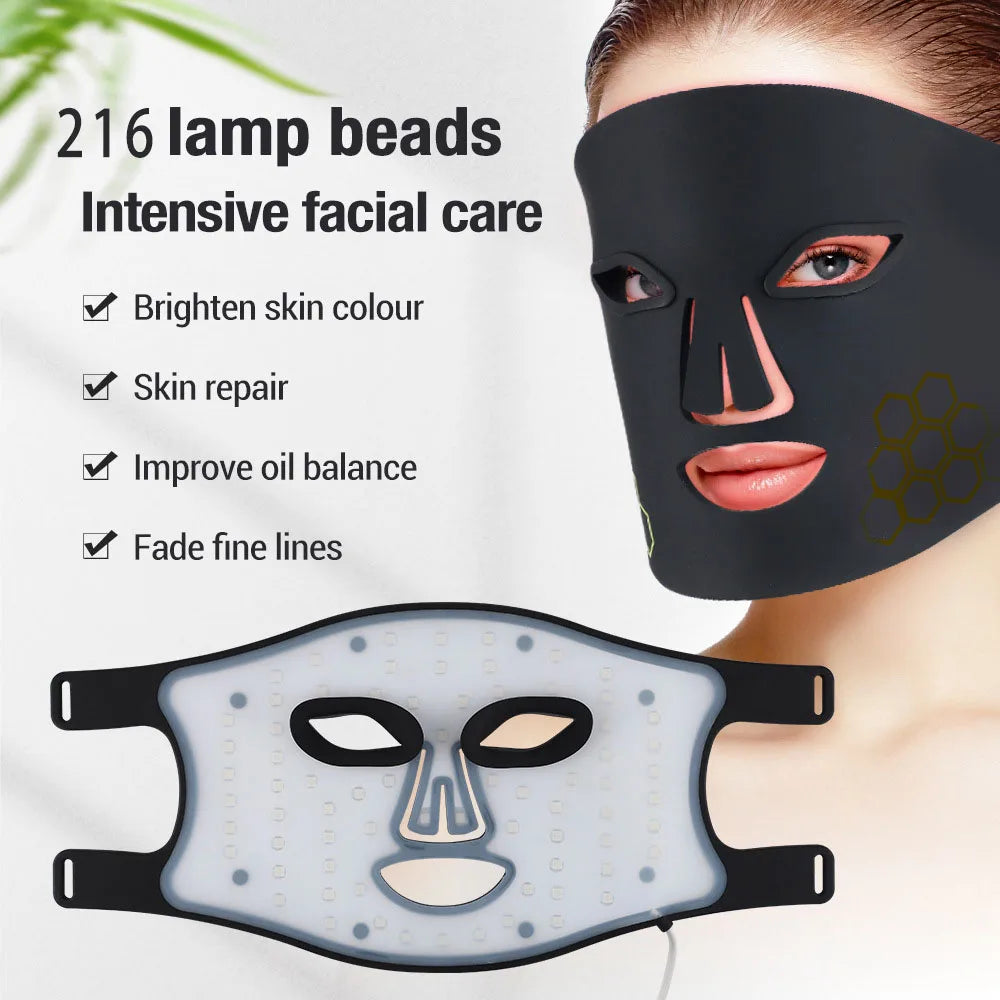 Facial Mask with 72 LEDs - Red, Blue, and 850nm Near-Infrared Light, 3 Levels, 4 Settings & Timer from 5 to 20 Minutes