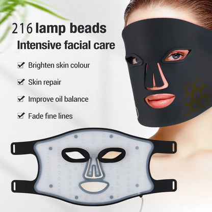 Facial Mask with 72 LEDs - Red, Blue, and 850nm Near-Infrared Light, 3 Levels, 4 Settings & Timer from 5 to 20 Minutes