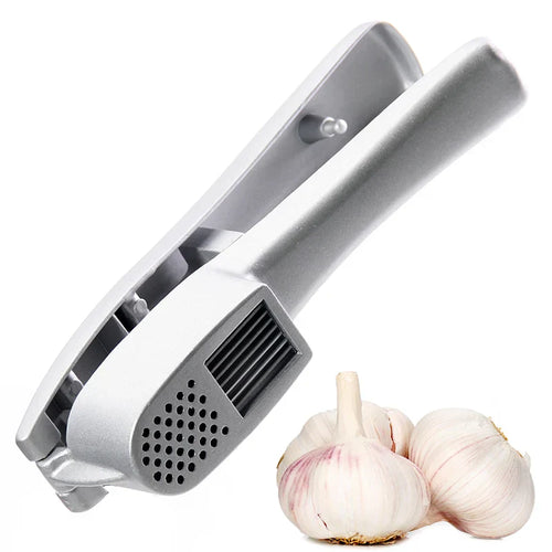 Garlic Slicer and Press Combo with Built-In Cleaning Brush – Durable Aluminum