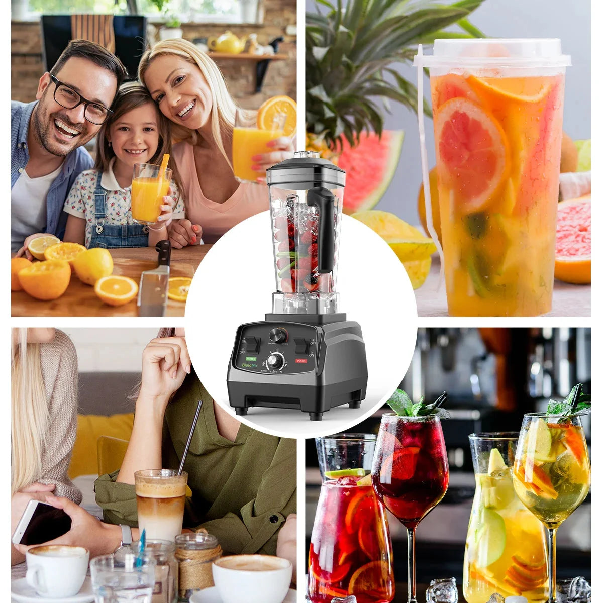 High-Power 2200W Blender with 2L Jar, 6-Blade Design, Timer, Ice Crusher