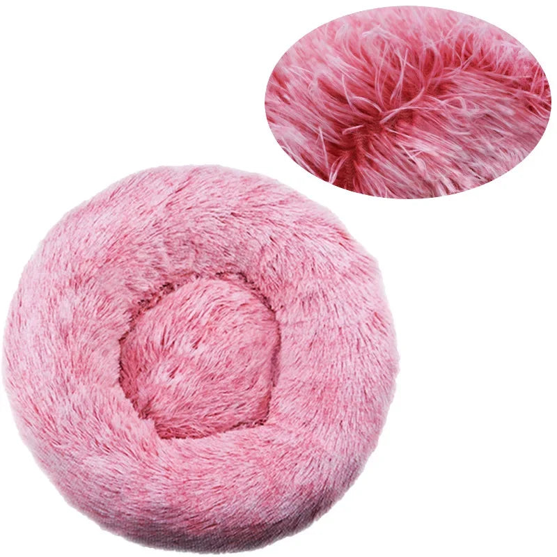 Plush Round Pet Bed – Washable, Non-Slip Design for Comfort