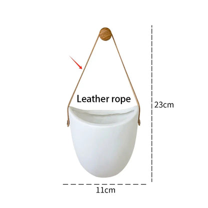 Hanging Vase Wall Planter | White Ceramic Finish | 11 cm | Modern Decor for Plants & Succulents