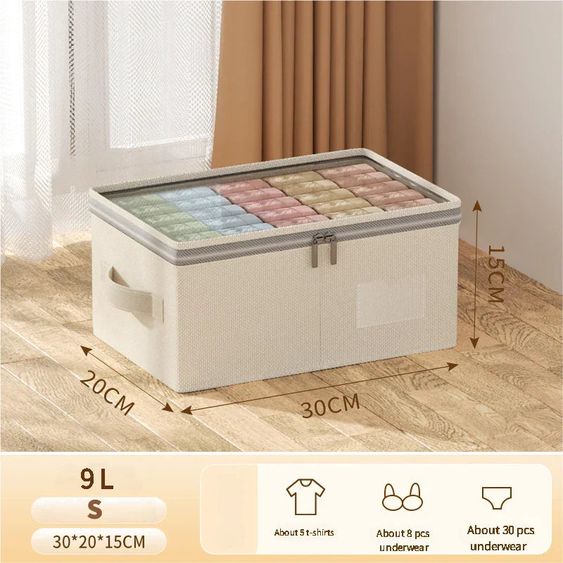 Collapsible Wardrobe Organizer with Lid | Large Storage Box for Clothes