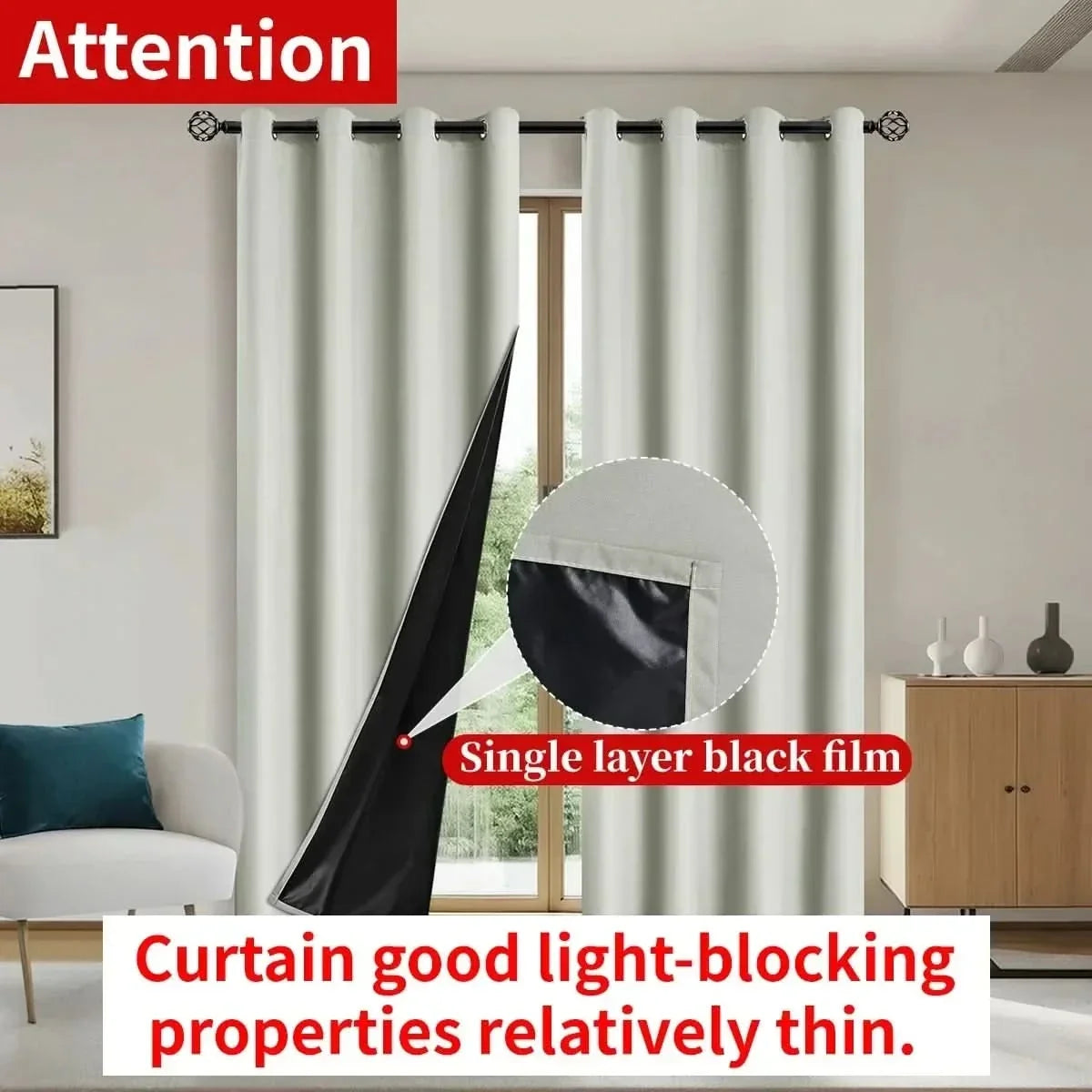 Thermal Lined 100% Blackout Curtains for Privacy and Comfort - Modern Design