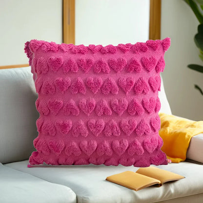 Heart-Shaped Plush Pillow Cover in Solid Colors – Soft Cushion for Sofa, Bed & Living Room