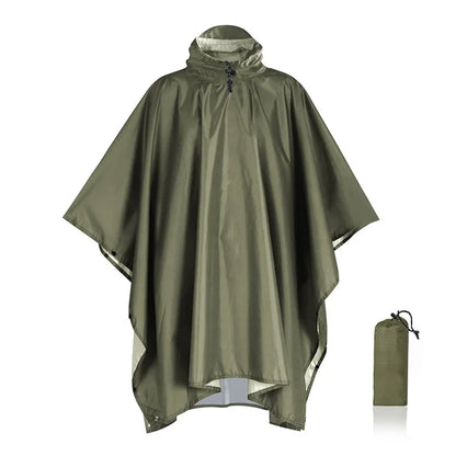 3-in-1 Waterproof Outdoor Poncho with Hood | Tarp & Bivvy 220x140 cm