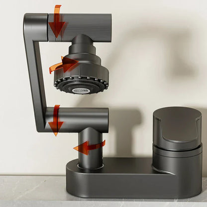 Two-Hole Basin Mixer Faucet with 360° Swivel for Hot and Cold Water