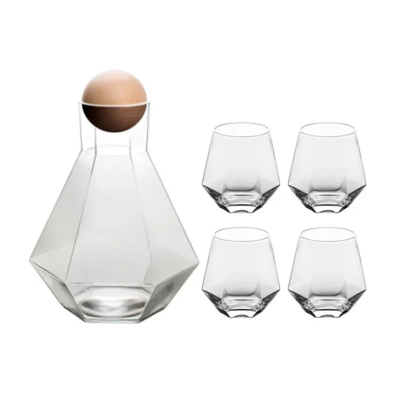Drinkware Set with Diamond Design – Jug and Tumblers