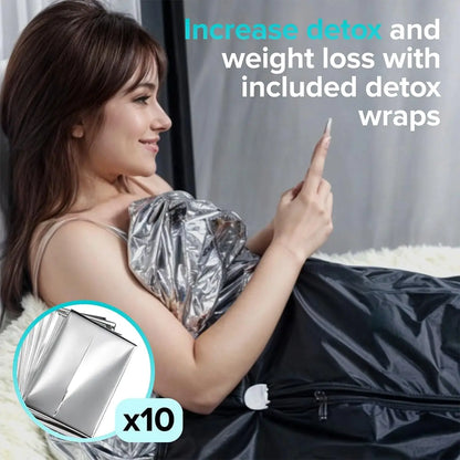 Portable Far Infrared Sauna Blanket with 6 Heat Settings, Arm Zippers & Auto Shut-Off