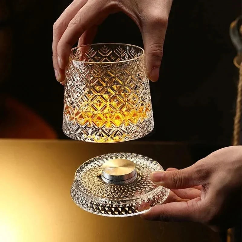 Modern Bar and Lounge Style Spinning Whisky Glass