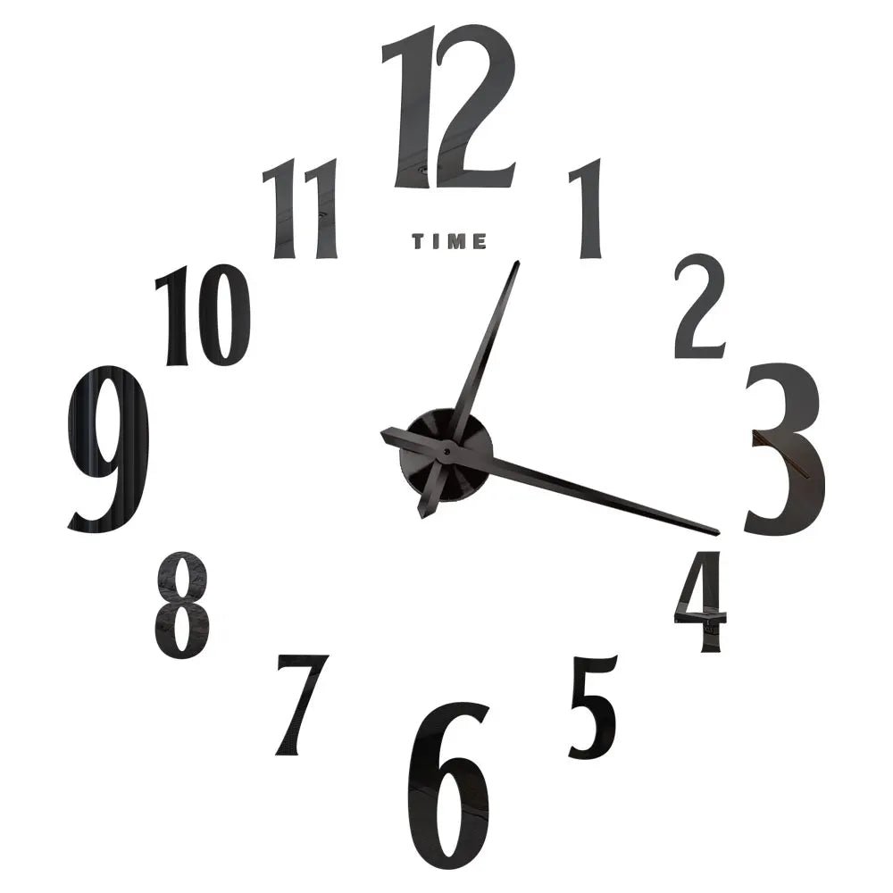 DIY 3D Mirrored Acrylic Wall Clock - Self-Adhesive Home Decor for Kitchen and Living Room