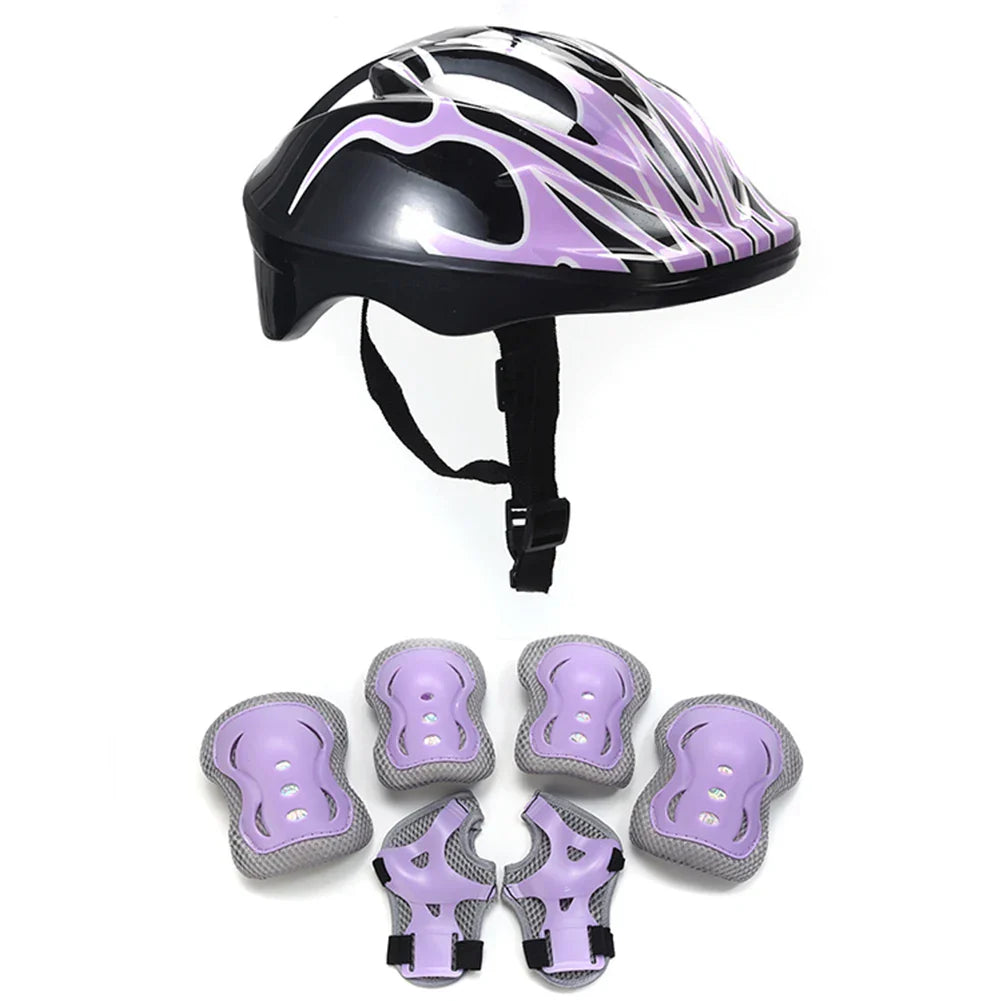 Children's Helmet and Protective Gear Set | 7-Piece with Knee, Elbow, and Wrist Pads | Adjustable Fit | Shock Absorption | Great for Biking & Skating