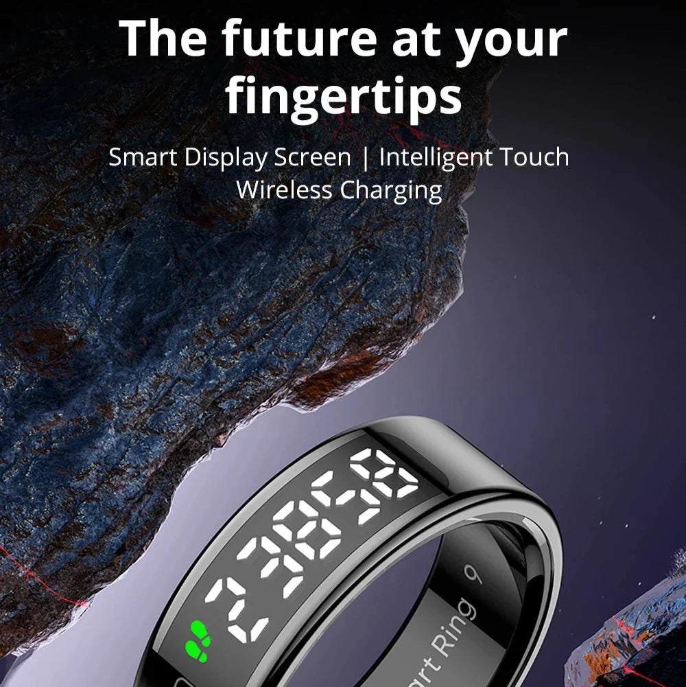 Fitness Tracker Ring with OLED Screen | Monitors Heart Rate, SpO₂, Sleep, Stress, Activity, 5ATM Waterproof, Wireless Charging
