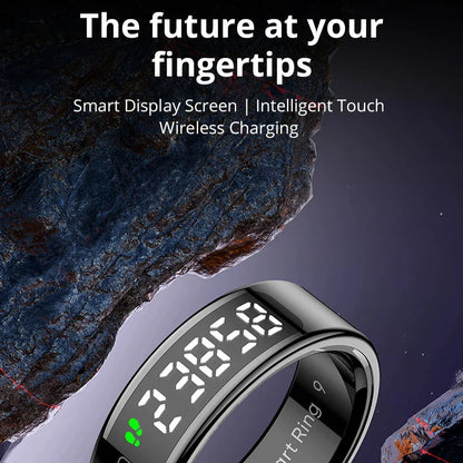 Fitness Tracker Ring with OLED Screen | Monitors Heart Rate, SpO₂, Sleep, Stress, Activity, 5ATM Waterproof, Wireless Charging