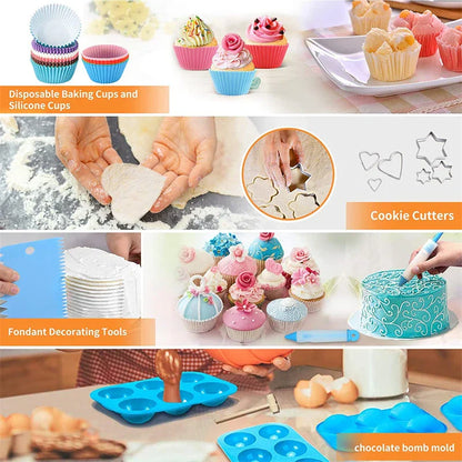 236-Piece Cake Decorating Set with Stainless Steel Nozzles and Piping Bags for Baking Enthusiasts