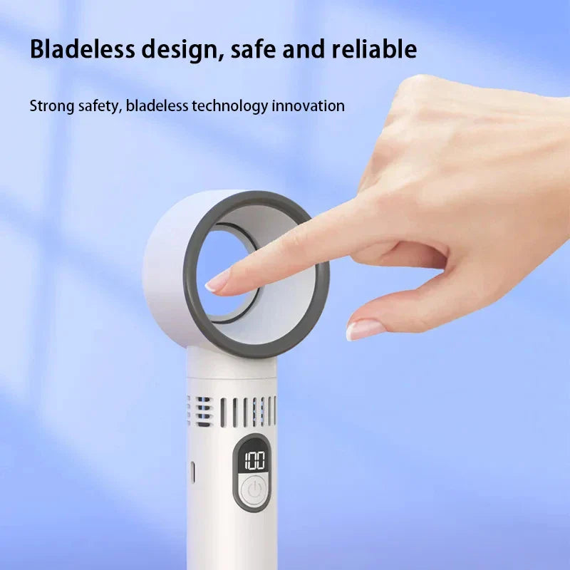 Rechargeable Bladeless Hand Fan with 100 Speed Settings