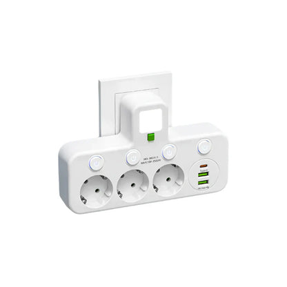 Multi-Port Power Socket with USB Type-C and Surge Protection