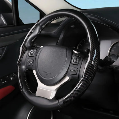 Anti-Slip Steering Wheel Cover with Elegant Carbon Look – Universal Fit