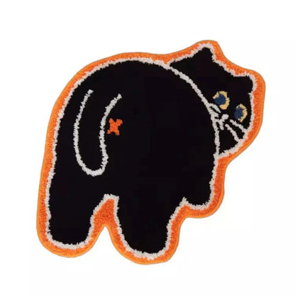 Cat-Themed Black Mat for Home Decor