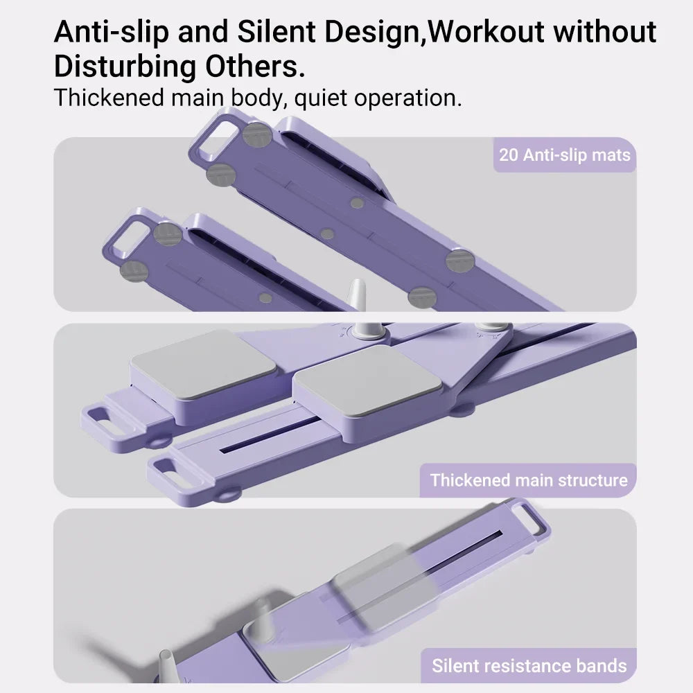 Core and Leg Workout Board with Resistance Bands, Knee Pads & Silent Rollers - 3-in-1 Ab Machine and Ski Trainer