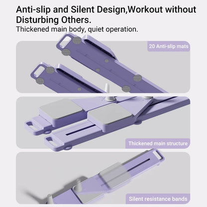 Core and Leg Workout Board with Resistance Bands, Knee Pads & Silent Rollers - 3-in-1 Ab Machine and Ski Trainer