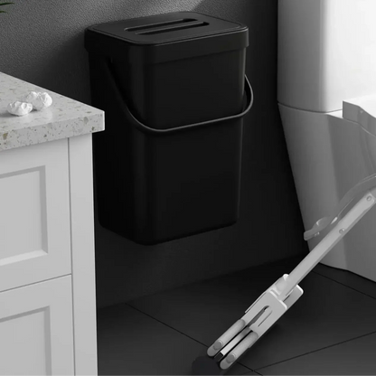 Compact Hanging Mini Trash Bin with Lid and Carry Handle for Kitchen and Bathroom