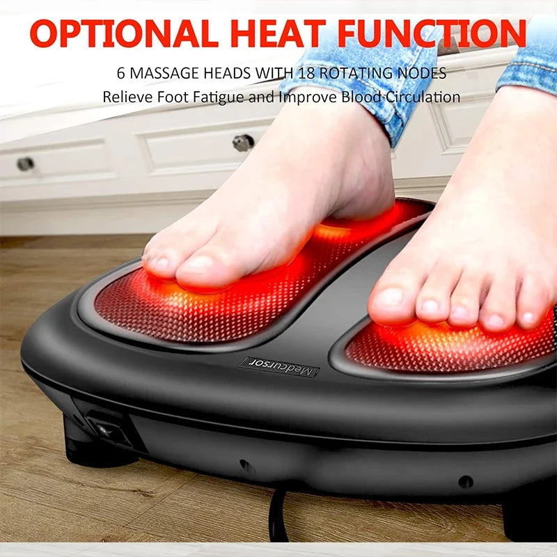 Foot Massager with Heat – 18 Kneading Nodes, One-Touch Control & 20-Minute Auto Shutoff