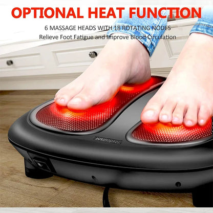 Foot Massager with Heat – 18 Kneading Nodes, One-Touch Control & 20-Minute Auto Shutoff