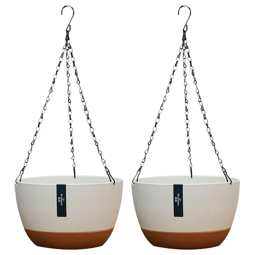 Hanging Flower Pots Set of 2 | Weatherproof & Contemporary | For Balcony, Fence & Indoor Use