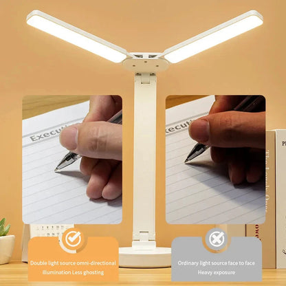 Rechargeable Dimmable Reading Lamp with Adjustable Arm and Phone Stand