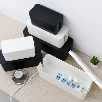 Cable Management Box with Lid – Dust Protection for Outlets & Charging Cables – 32×13×12 cm