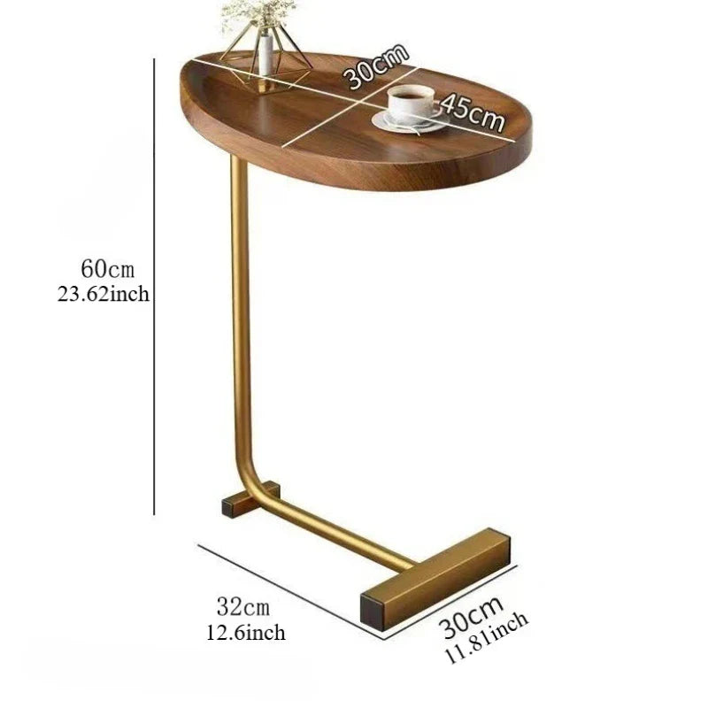 Mobile C-Shaped Side Table for Sofa or Bed