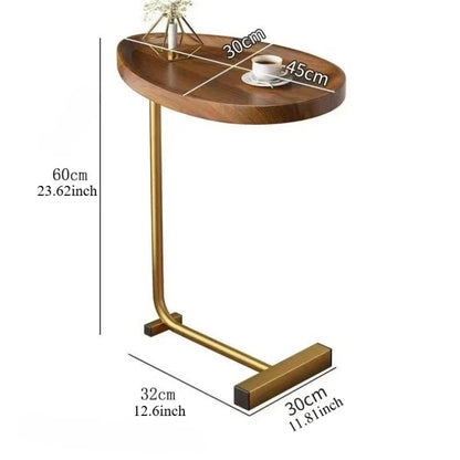 Mobile C-Shaped Side Table for Sofa or Bed