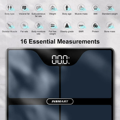 Bluetooth Digital Body Fat Scale with App - 16 Measurements, Syncs with Apple Health & Fitbit