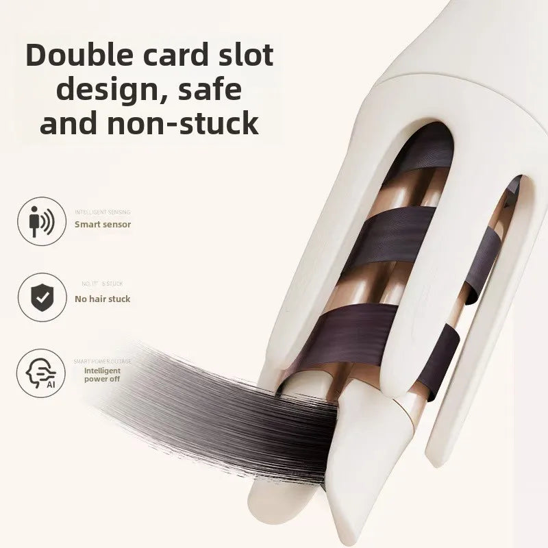 2-in-1 Curler and Straightener with Automatic Rotation and Tourmaline Ceramic