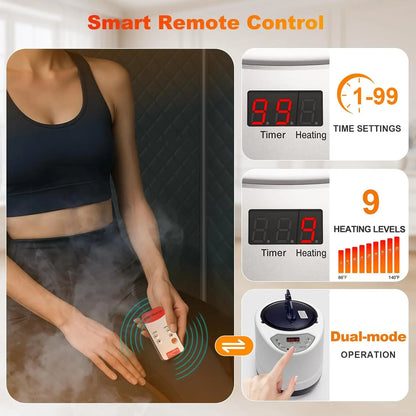 Infrared Home Sauna Tent with 2.5L Steam Generator, Chair, 9 Heat Settings & 99-Minute Timer