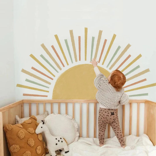 Colorful Big Sun Vinyl Wall Decal for Kids' Room – Removable Nursery Decor