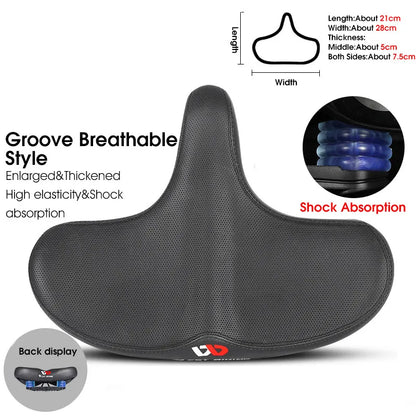 Ergonomic Wide Bicycle Seat – Shock-Absorbing Comfort for Urban and Trail Riding