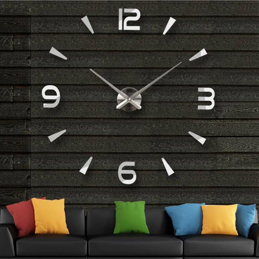 DIY 3D Mirrored Acrylic Wall Clock - Self-Adhesive Home Decor for Kitchen and Living Room