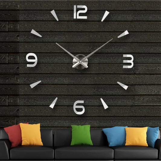 DIY 3D Mirrored Acrylic Wall Clock - Self-Adhesive Home Decor for Kitchen and Living Room