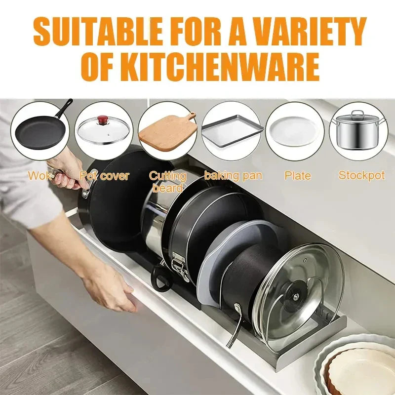 Adjustable and Flexible Pot and Pan Holder | Scratch-Free & Tool-Free