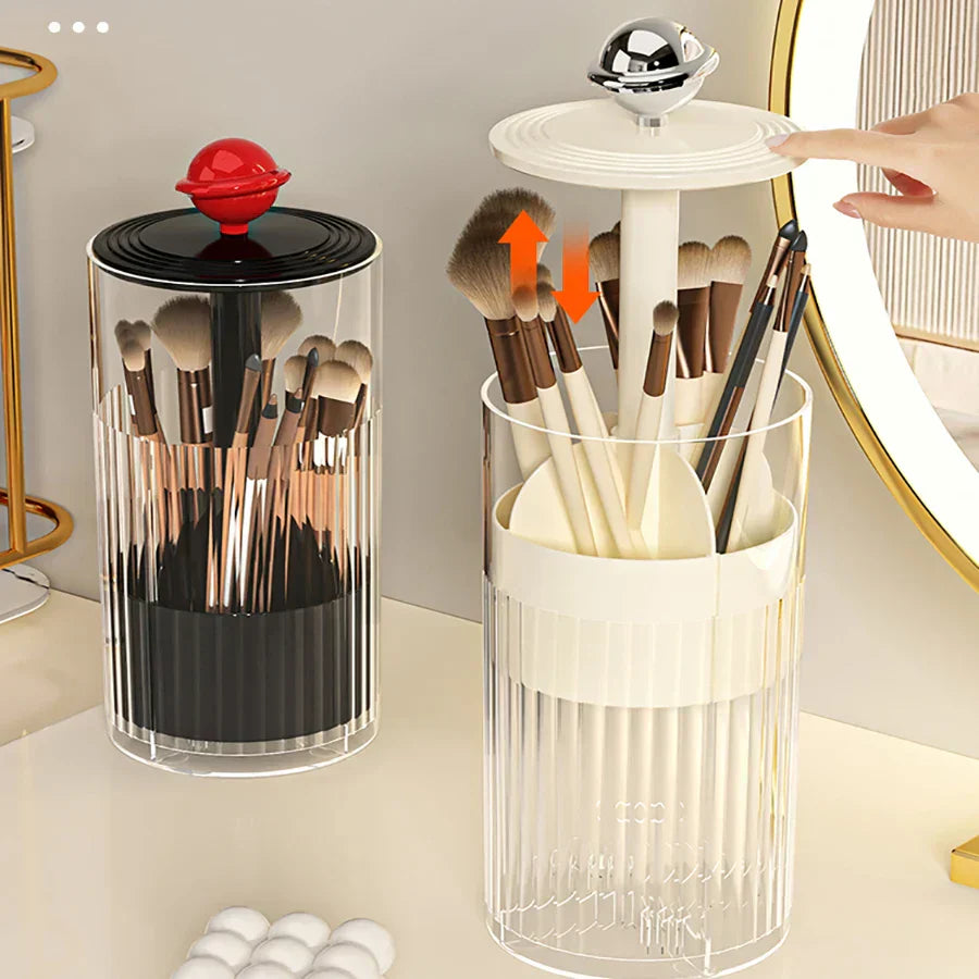 Makeup Brush Organizer with Auto Lift Feature