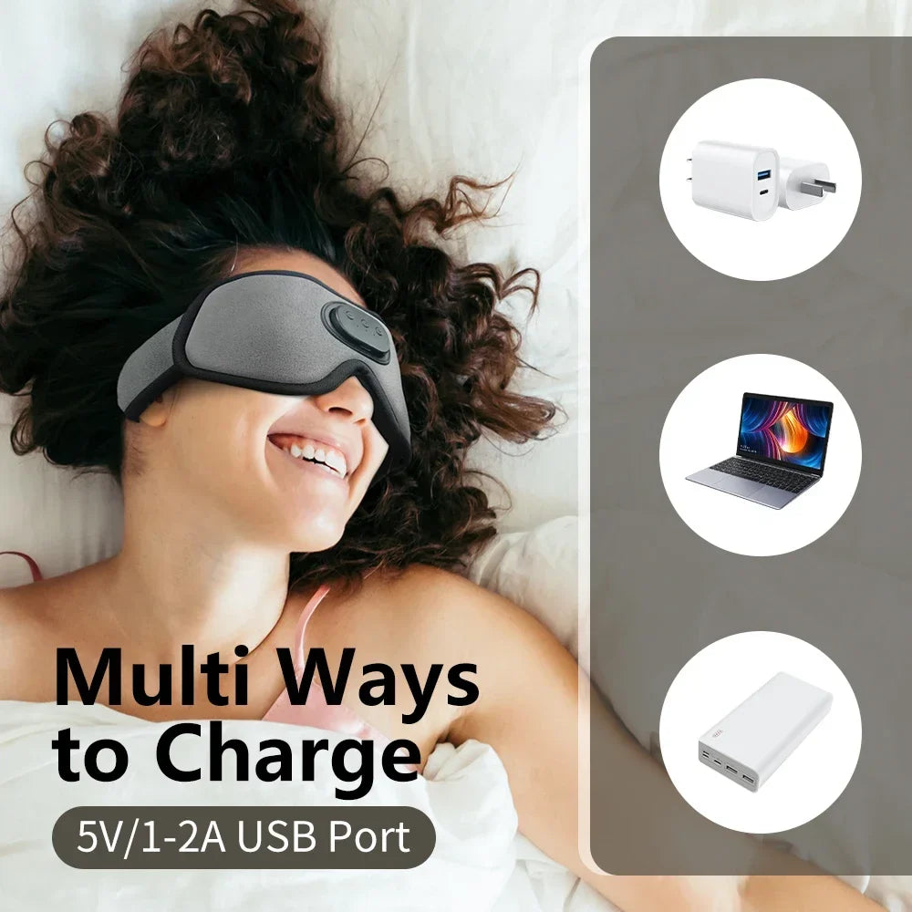 Bluetooth Eye Mask for Sleeping with Headphones | 3D Blackout Design, 10 Hours Playtime & Comfortable for Side Sleepers