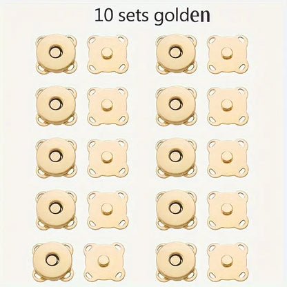 Magnetic Snap Button Set 1.4 cm | Metal Flower Design | 10 Pack for Sewing