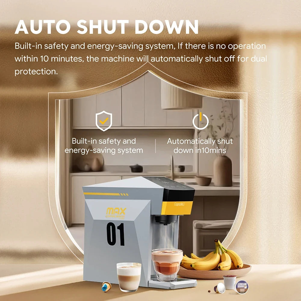 Multi-Function Coffee Maker for Nespresso, K-Cup & Dolce Gusto - 19-Bar Espresso with Hot Water Option